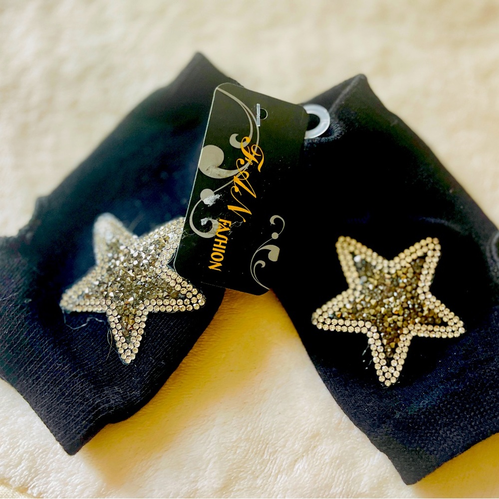 🎄Fingerless gloves with crystal Star embellishments